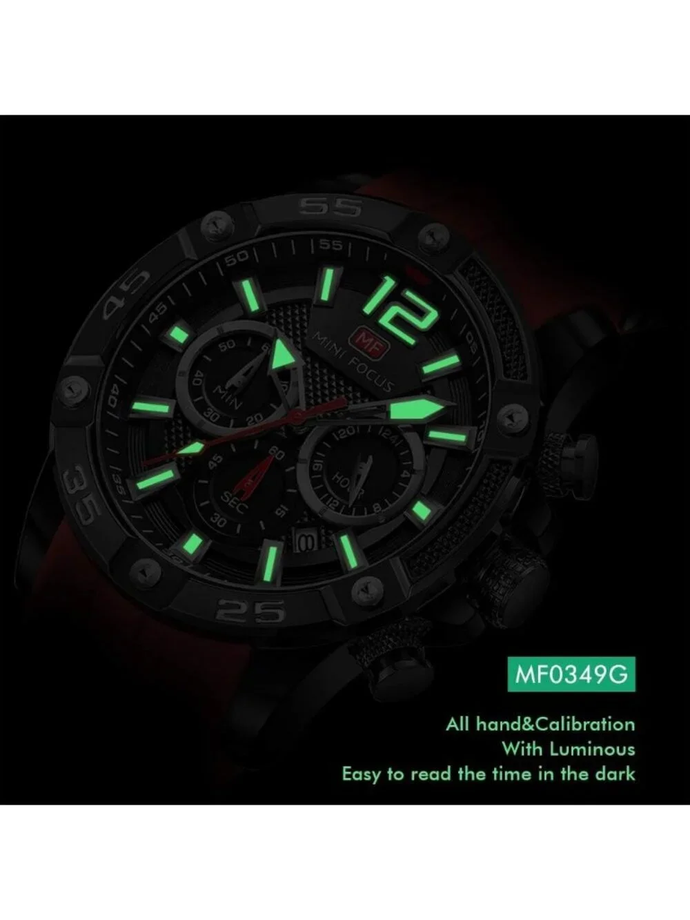 Men's Blue Silicon Band Chronograph Waterproof Luminous Unique Casual Watch